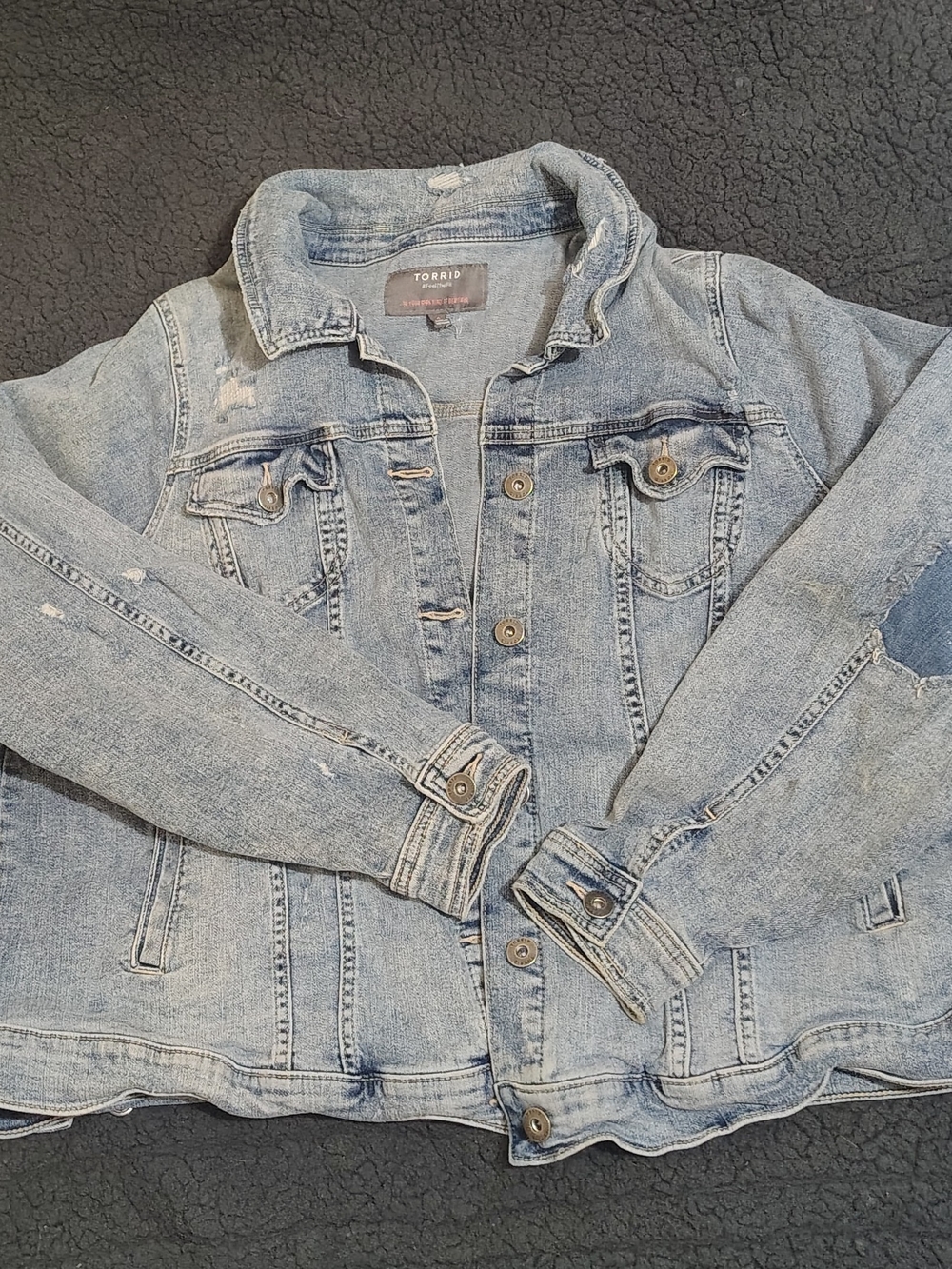 torrid Distressed Light Blue Denim Jacket